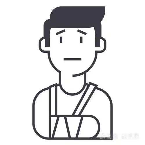 病人,受伤的手矢量线图标, 标志, 插图背景,可编辑笔触插画-正版商用