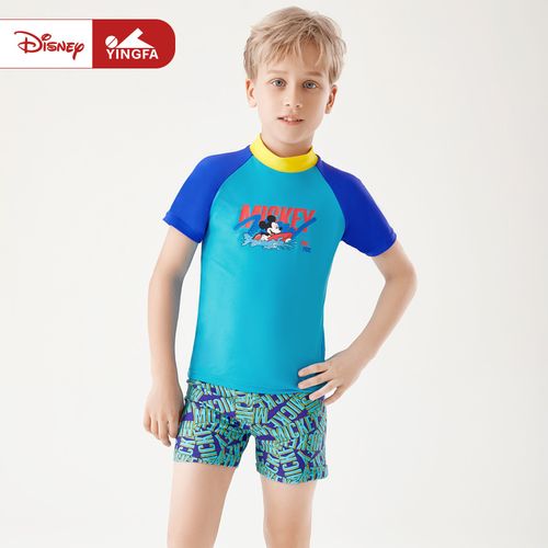 英发儿童泳衣男童中大童分体泳裤2021新款小学生少年迪士尼游泳装