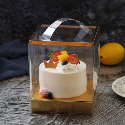 网红小4寸透明生日蛋糕方形盒子 手提四寸烘焙塑料一次性包装定制