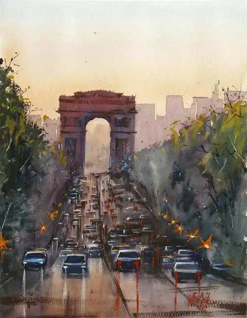 巴黎凯旋门|水彩|纯艺术|oxiaoyiod - 原创设计作品 - 站酷 (zcool)