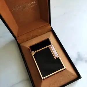 97新dupont法国都彭朗声18k镀玫瑰金l2黑色漆面打火机