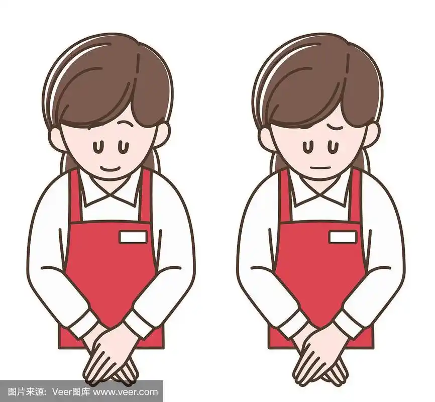 插图的女人鞠躬,矢量插图设置