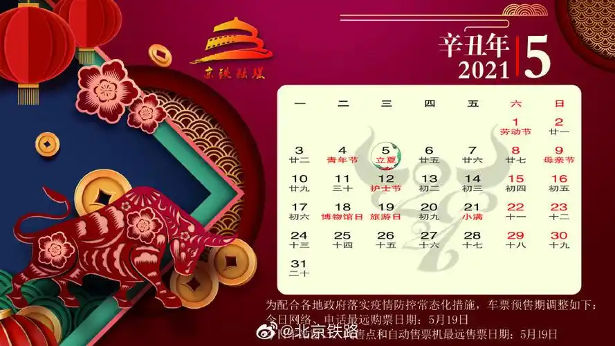 北京铁路:车票预售期调整,最远可购买5月19日车票!