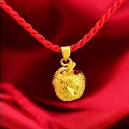 24k镀金镂空大转运珠百搭坠女士红绳项链欧币沙金不色