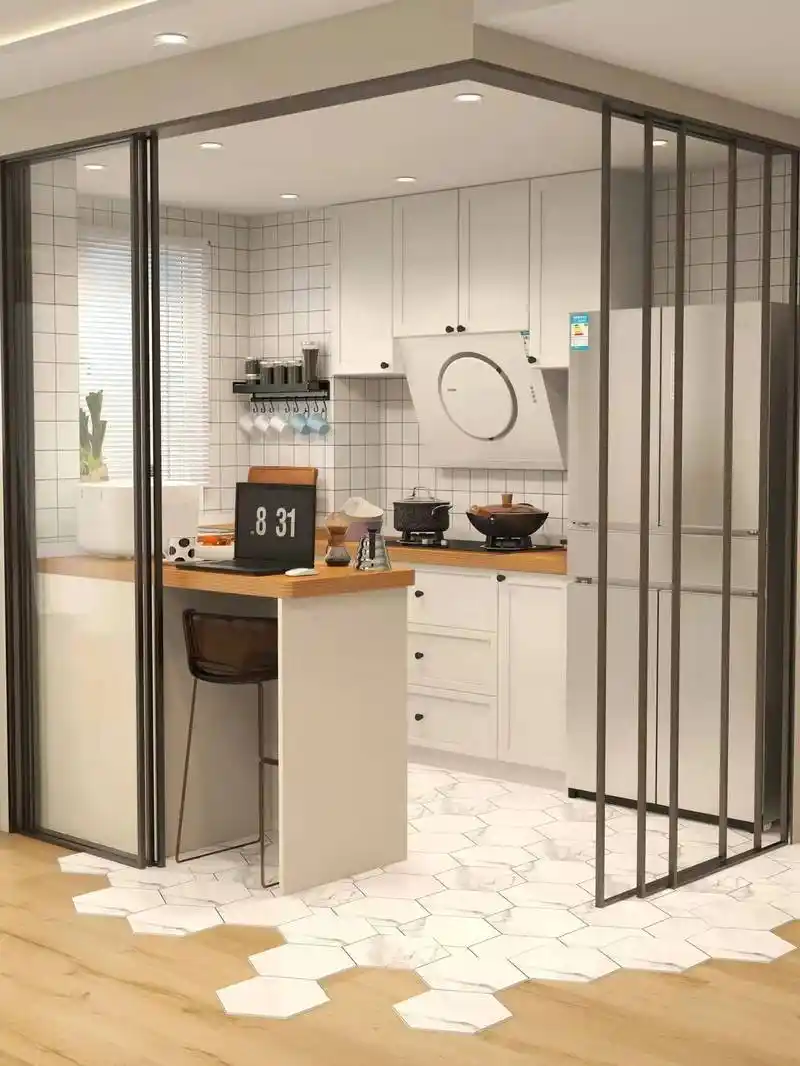 吊轨推拉门打造半开放式厨房