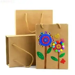 手工制作空白牛皮纸袋儿童美劳绘画手绘材料环保收纳涂鸦袋手提袋