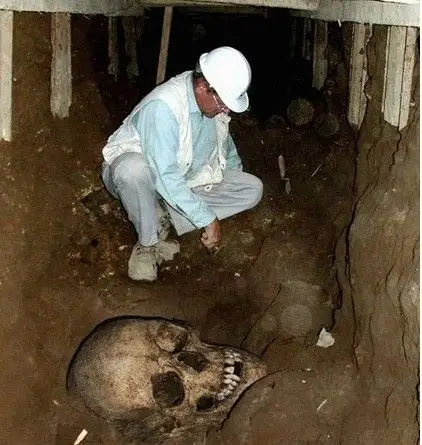 在巨人骨架周围还散落着一些木片,上面写着一些关于神的传说,大概意思