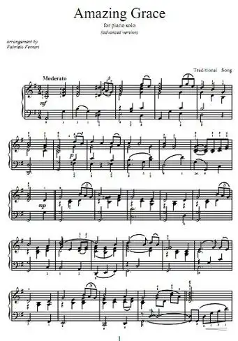 奇异恩典钢琴独奏谱 带指法