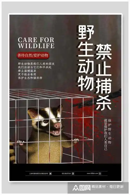 保护野生动物禁止捕杀海报
