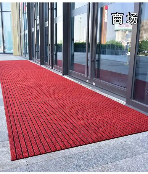 酒店大门口地垫大面积满铺商场走廊过道红色吸水脚垫裁剪网红抖音款