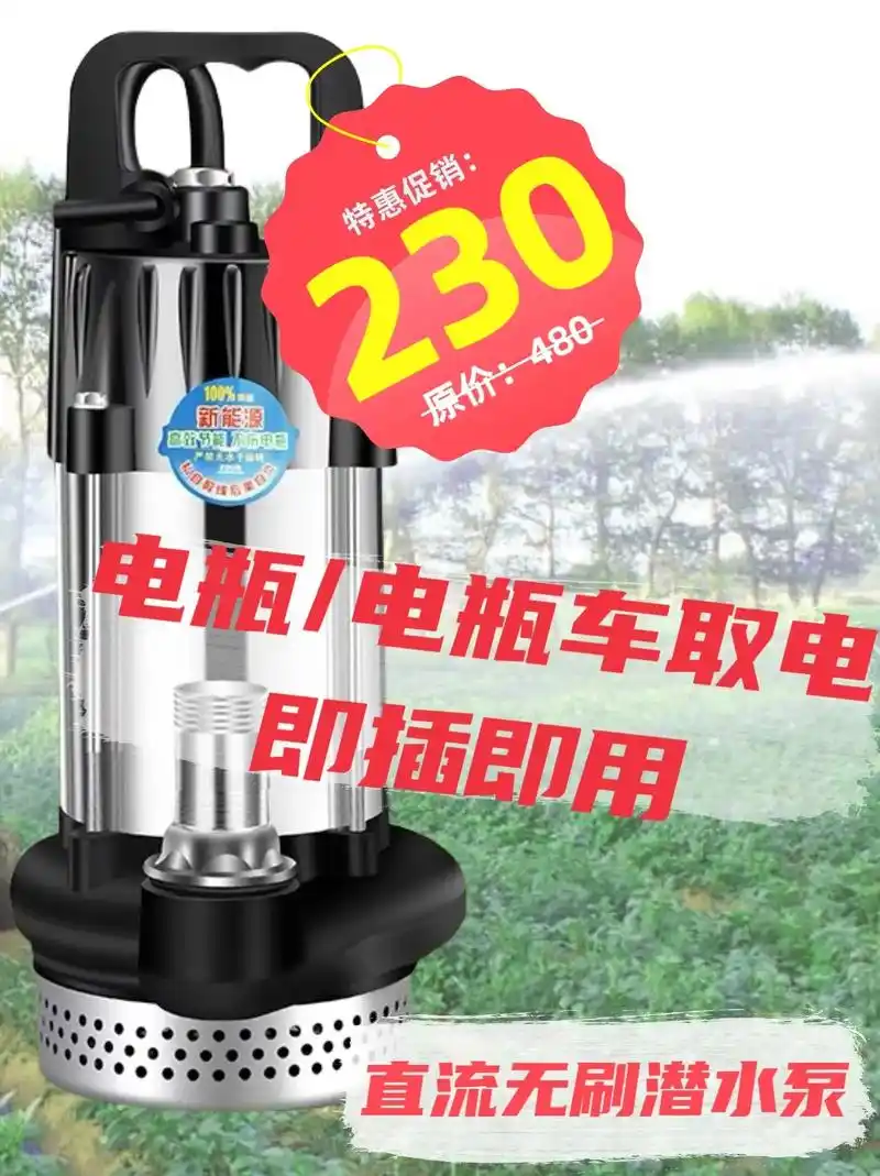 48v60v72v不锈钢无刷直流潜水泵家用电瓶电动车高扬程抽 - 抖音