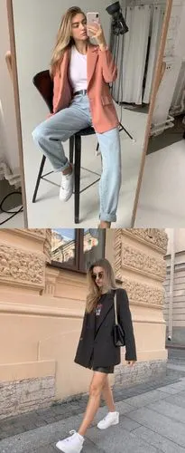 俄罗斯博主liza rudkevich 女生西服穿搭典范-欧美流行- 女人街