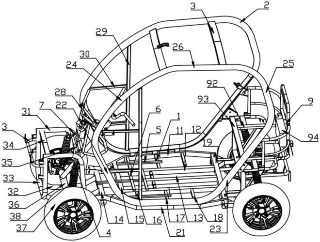 cn208963224u_一种电动四轮车车架