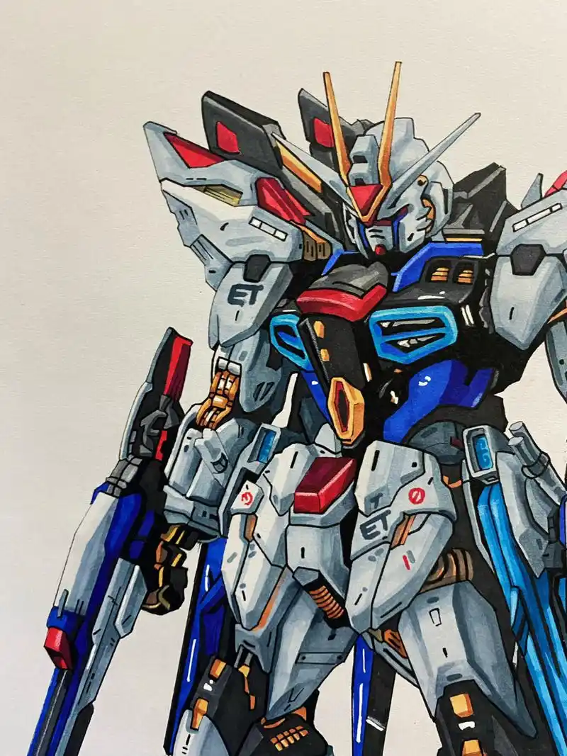 马克笔手绘高达 强袭自由 完成  感谢兄弟的素材提供   @68(68