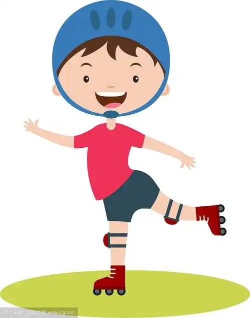 可爱的卡通男孩滑旱冰