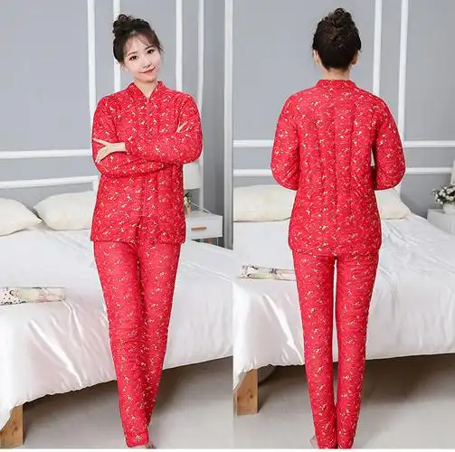 女士成人纯手工棉花棉衣红色棉袄棉裤套装新娘结婚嫁衣修身定做 韩红