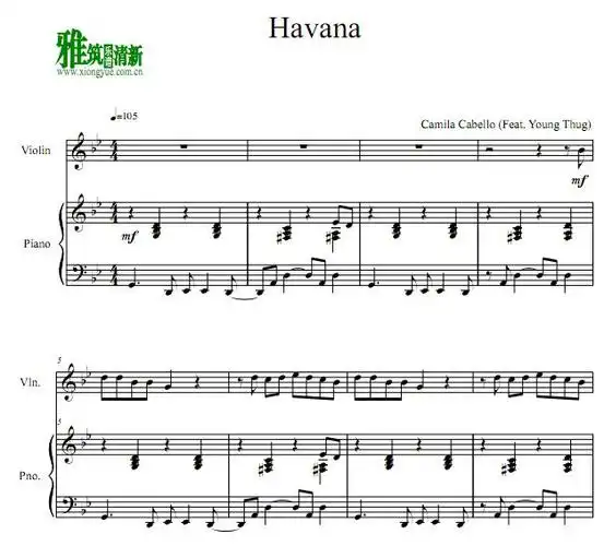 havana 小提琴钢琴重奏谱