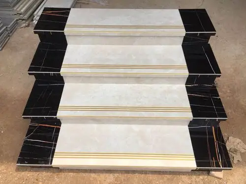 冠珠萨米特大理石瓷砖 楼梯踏步铺贴效果