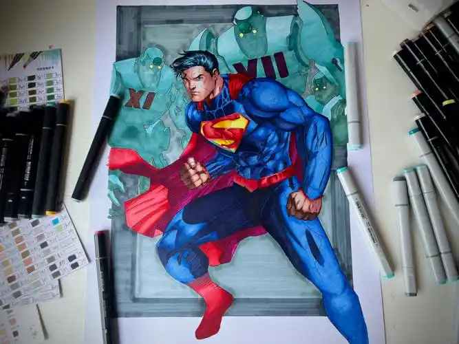 超人supermandc漫画超级英雄马克笔手绘