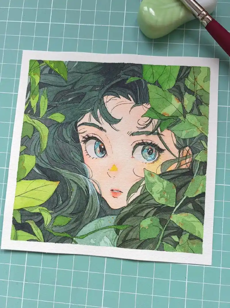 森林女孩  #画画 #一起学画画 #手绘 #水彩人物 #动漫 - 抖音