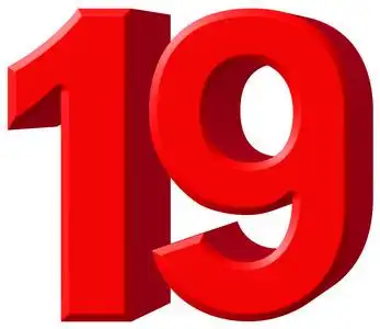 数字 19,十九,白色背景,3d 渲染上孤立照片