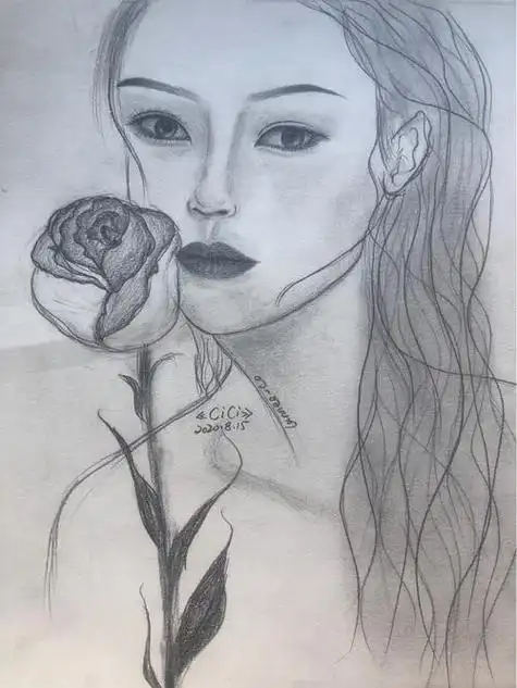 手绘美女铅笔画图片素描古装美女设计图