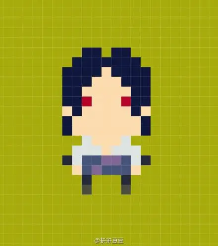 汤不热上看到一组极简的火影像素图 看着就是一组极好上手的拼豆图纸
