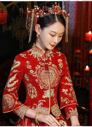 凯捷俪丝 秀禾服2020新款新娘结婚中式出阁敬酒礼服龙凤褂婚纱冬季