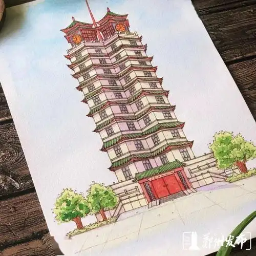 水彩画                 郑州,二七广场,二七塔 曾经,现在,未来 二七