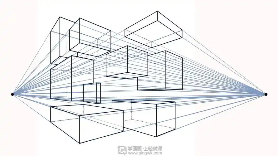 临摹两点透视正方体—美术基础两点透视的训练