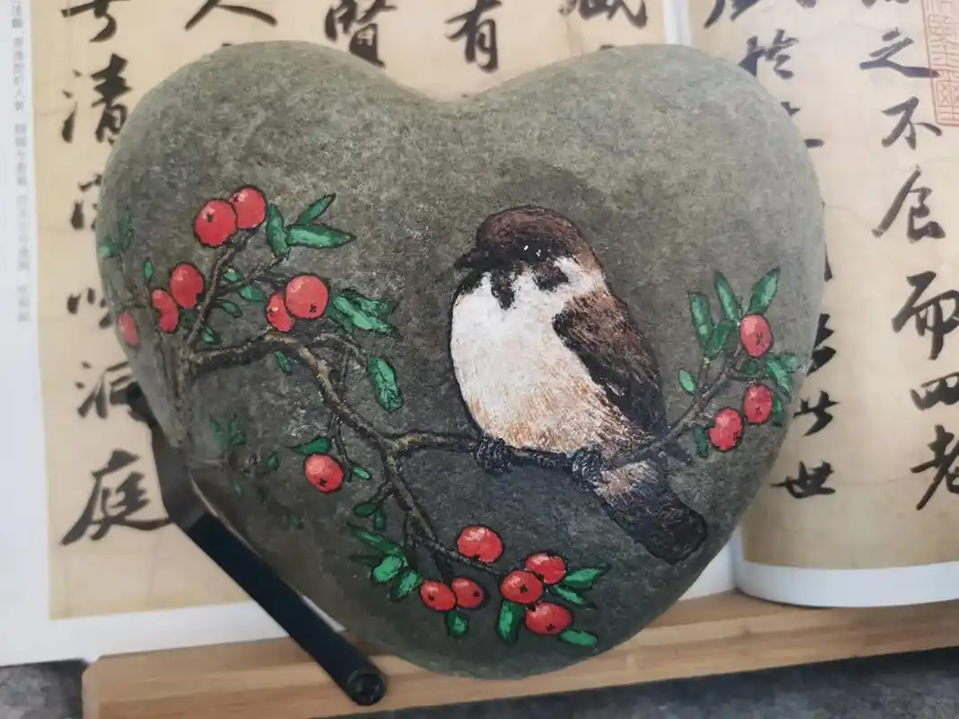 国画 #石头彩绘 - 抖音