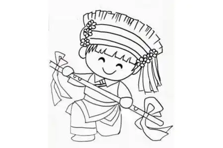 白族小女孩简笔画图片