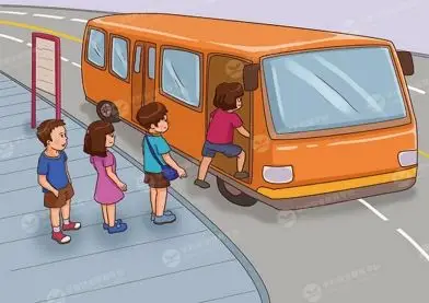 等车辆靠边停稳后,排队上车,不要拥挤和追逐.