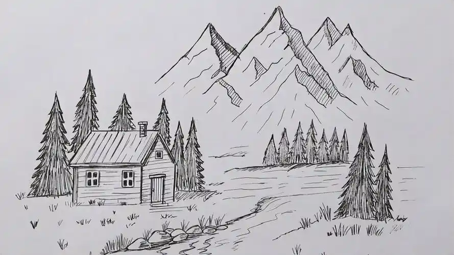 简单素描画图片大全(铅笔画乡村景观) - 赤虎壹号