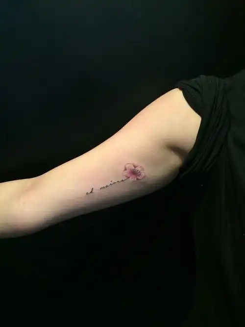 80后歌手李先生手臂内侧纹樱花图案