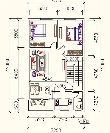房屋长12米,宽7.2米怎么设计