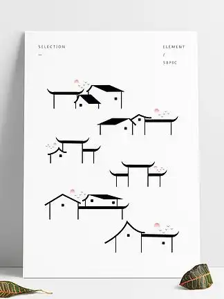 建筑线条黑白徽派建筑线条66536古建筑徽派建筑屋顶古建筑徽派建筑