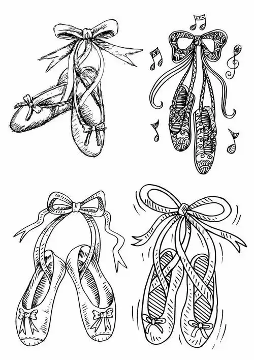 4双手绘线条芭蕾舞鞋简笔画png图片免抠矢量素材