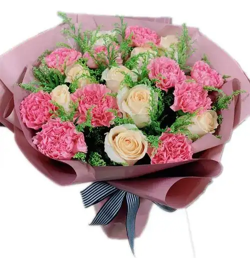 粉康乃馨香槟玫瑰鲜花花束【母亲节教师节鲜花】鲜花配送上门