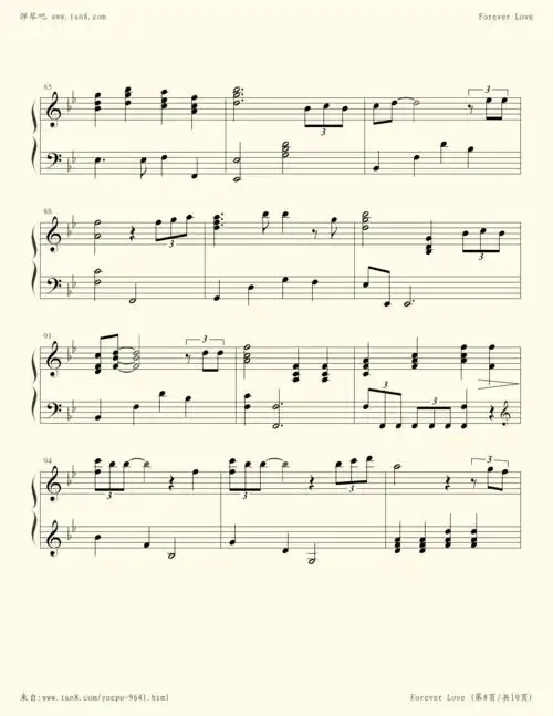 钢琴谱:forever love ----x战记剧场版主题曲