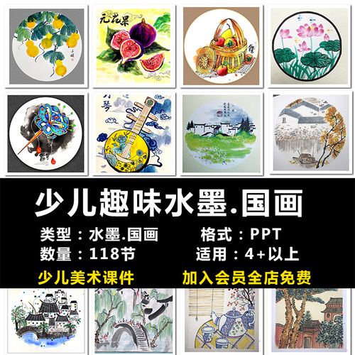 少儿美术创意课件趣味国画素材ppt课件画室教学绘画基础教程临摹