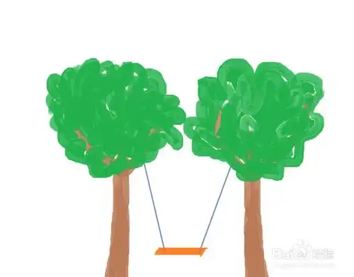 大树间有秋千简笔画小朋友坐在秋千上的简笔画荡秋千简笔画儿童秋千