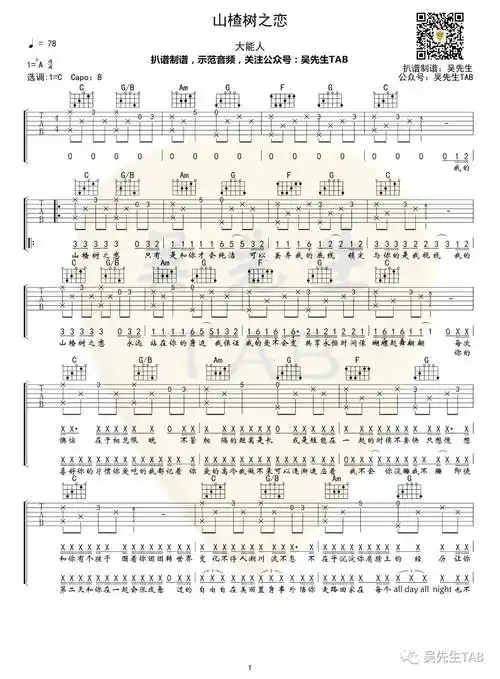 山楂树之恋吉他谱-1