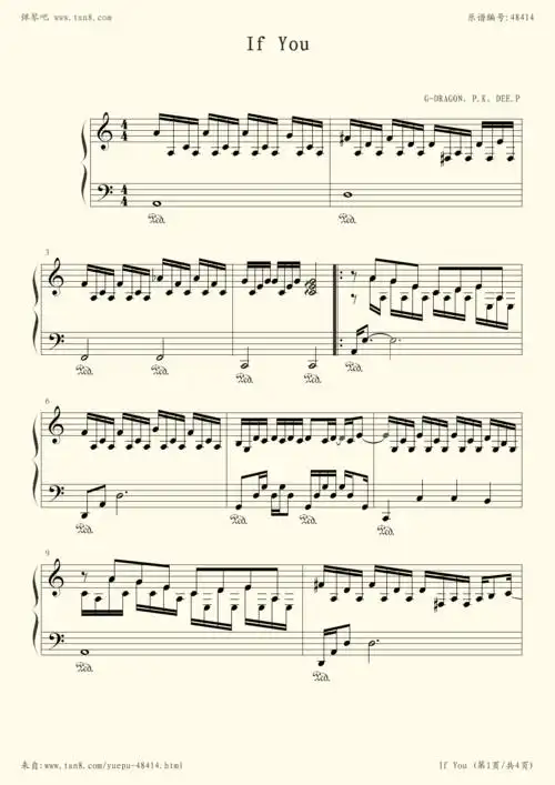 钢琴谱:if you