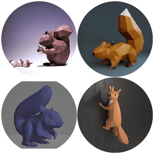 纸模型手工材料包 松鼠纸模型 家居壁挂墙饰 手工折纸 diy模型