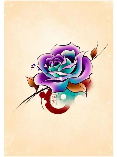玫瑰纹身图案手稿