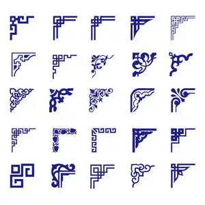 青花瓷中式对角边框花边墙贴 教室木门窗户装饰玻璃门橱窗贴纸