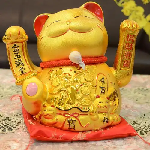 金色招财猫摆件 电动摇手陶瓷特大号发财礼品 店铺创意开业招财猫