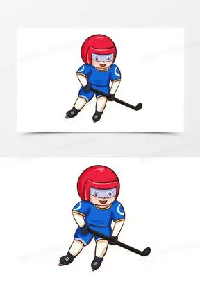 q版手绘卡通冰球运动免抠元素