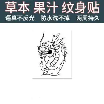 草本纹身贴纸线条中指宝批龙果汁半不反光洗不掉防水持久女男 10张 gz